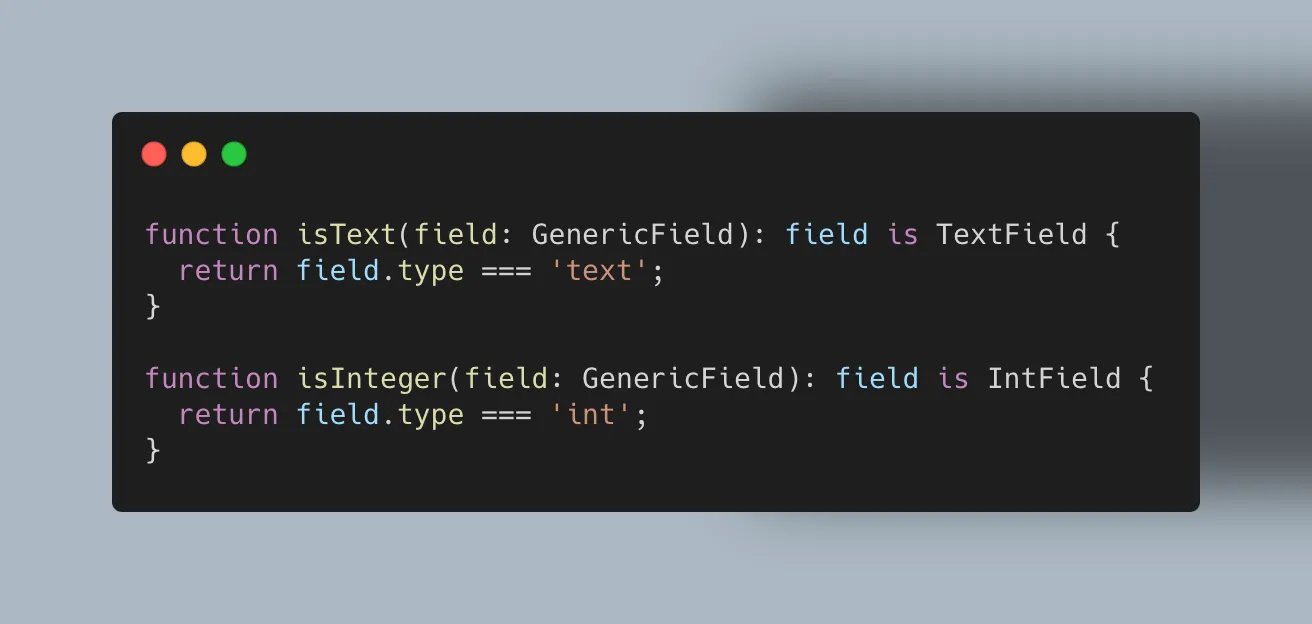 Typescript: type predicate function example.