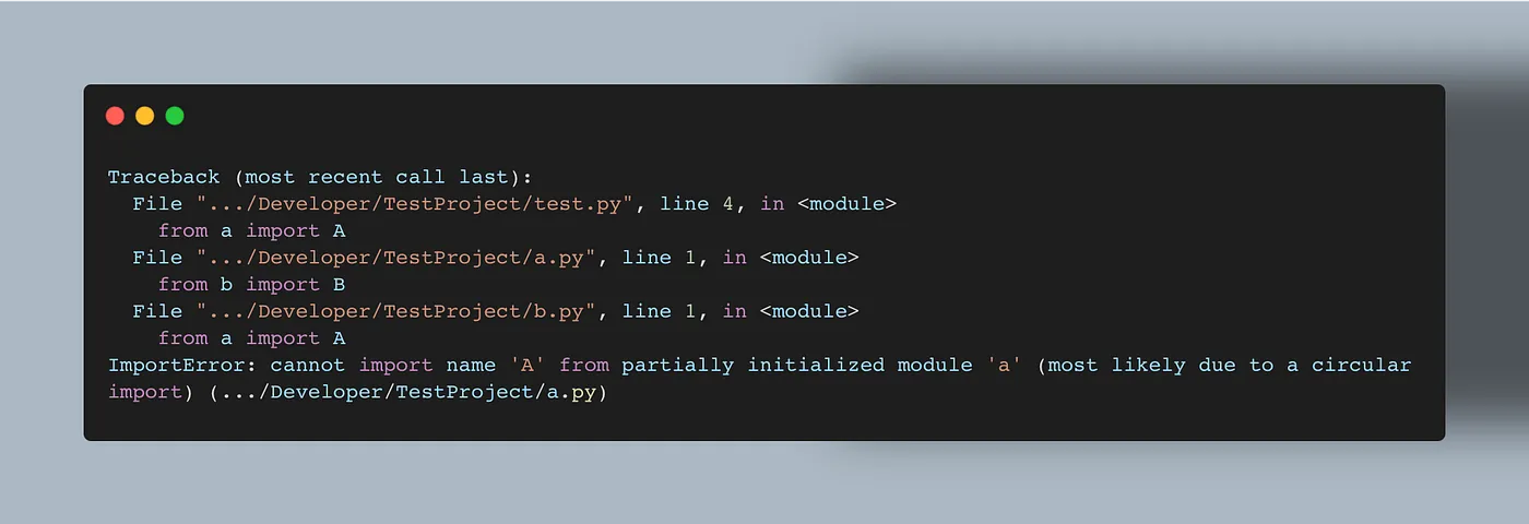 Example of a circular reference error