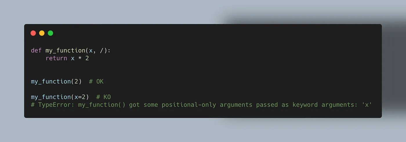 Using forward slash to force using positional arguments