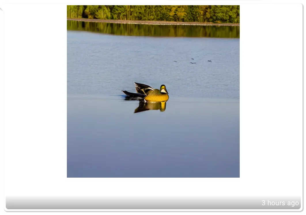 "A duck flying above a lake" using stable diffusion 1.5