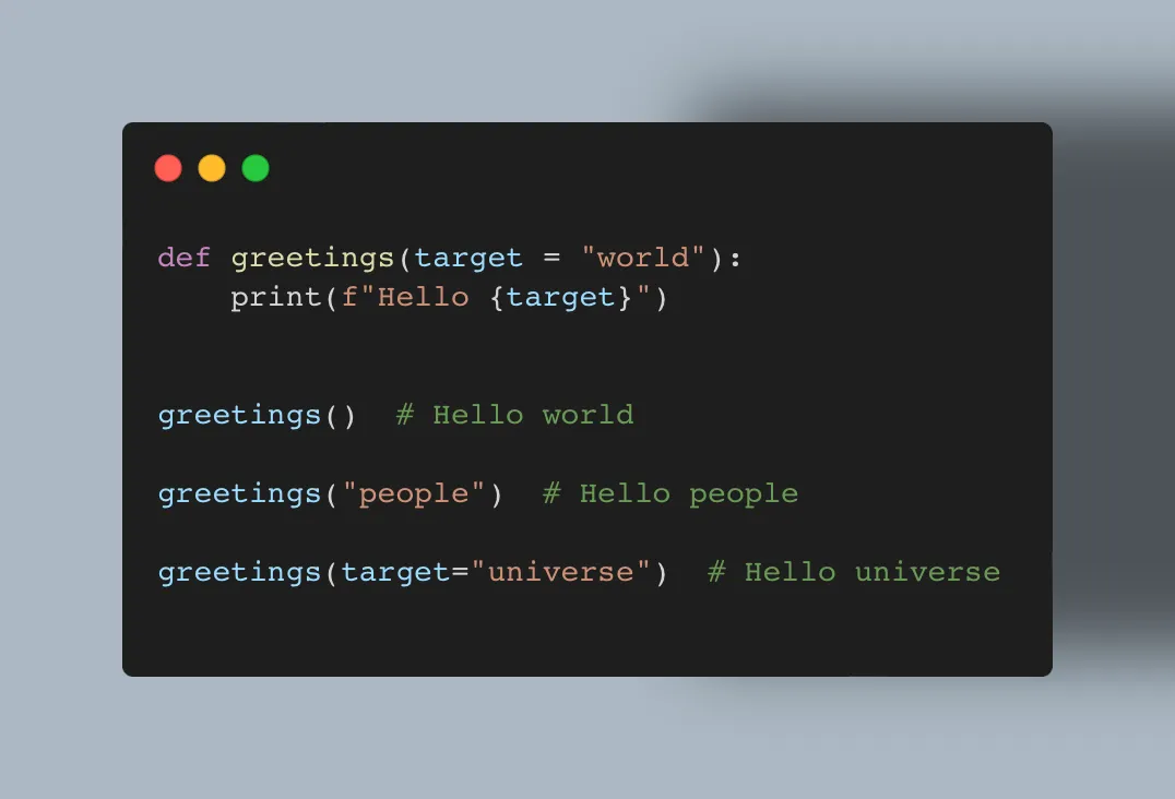 Greetings method with optional parameter target