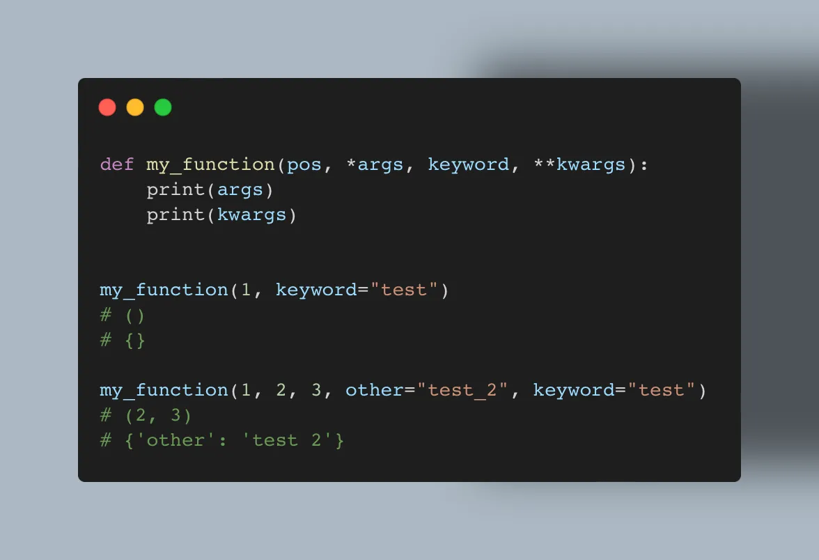 Printing the values of *args and **kwargs