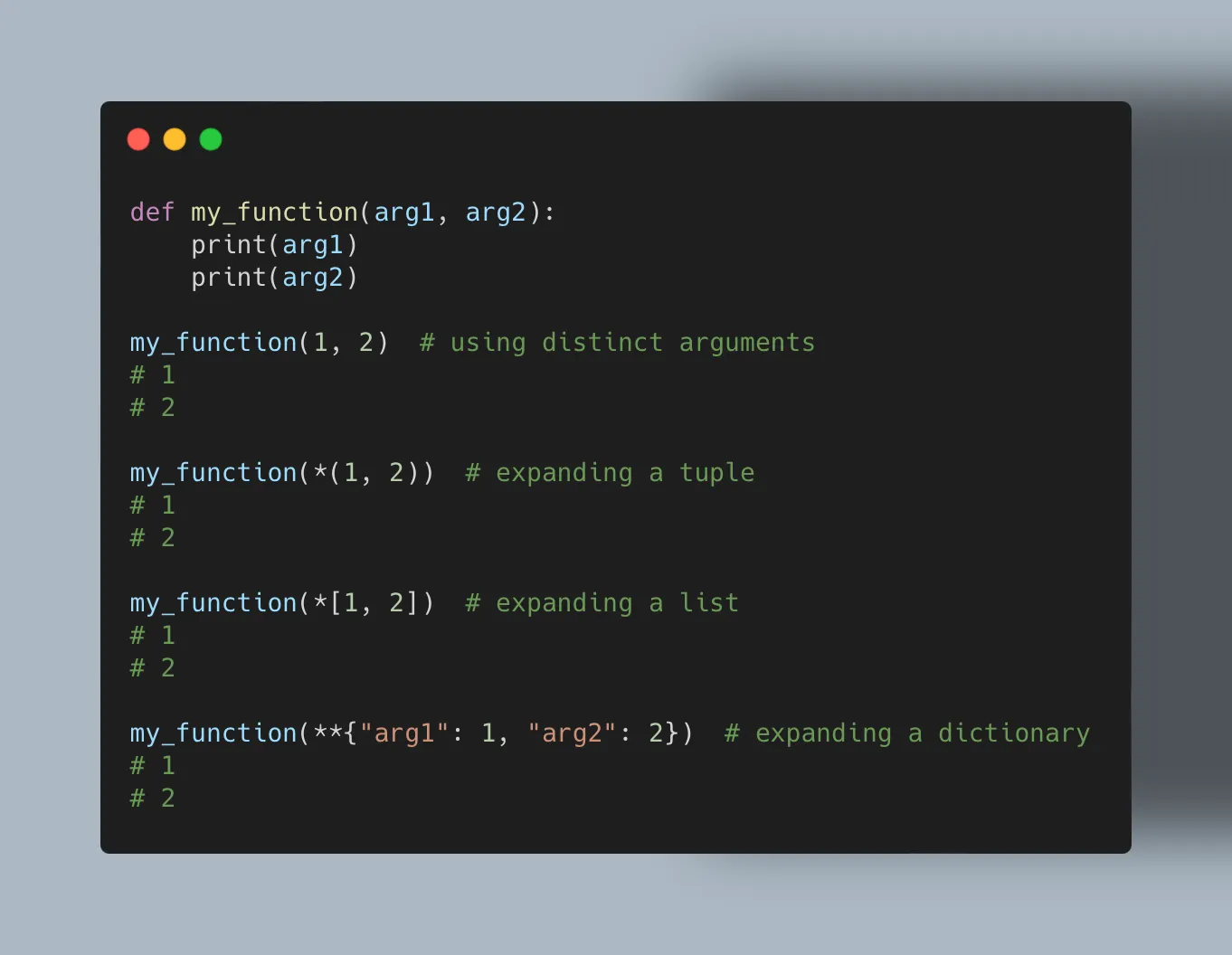 Expanding collections to give arguments